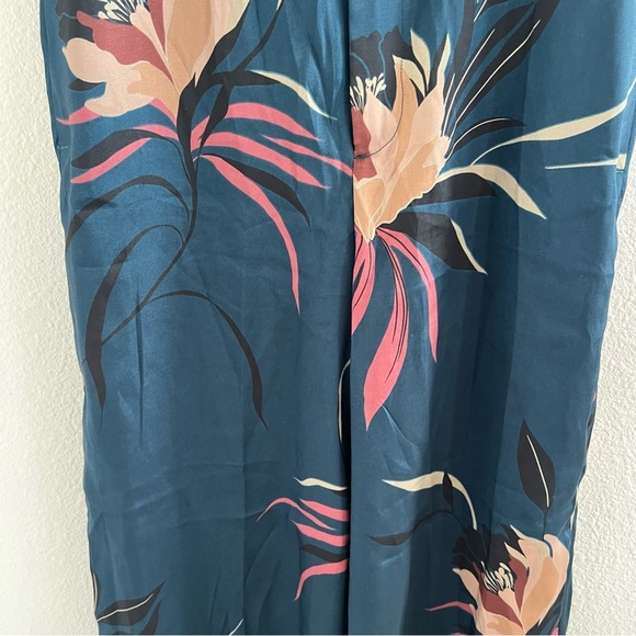 Zara Woman Silky Blue Floral Wide Leg Pants Contemporary US Small - Picture 5 of 11